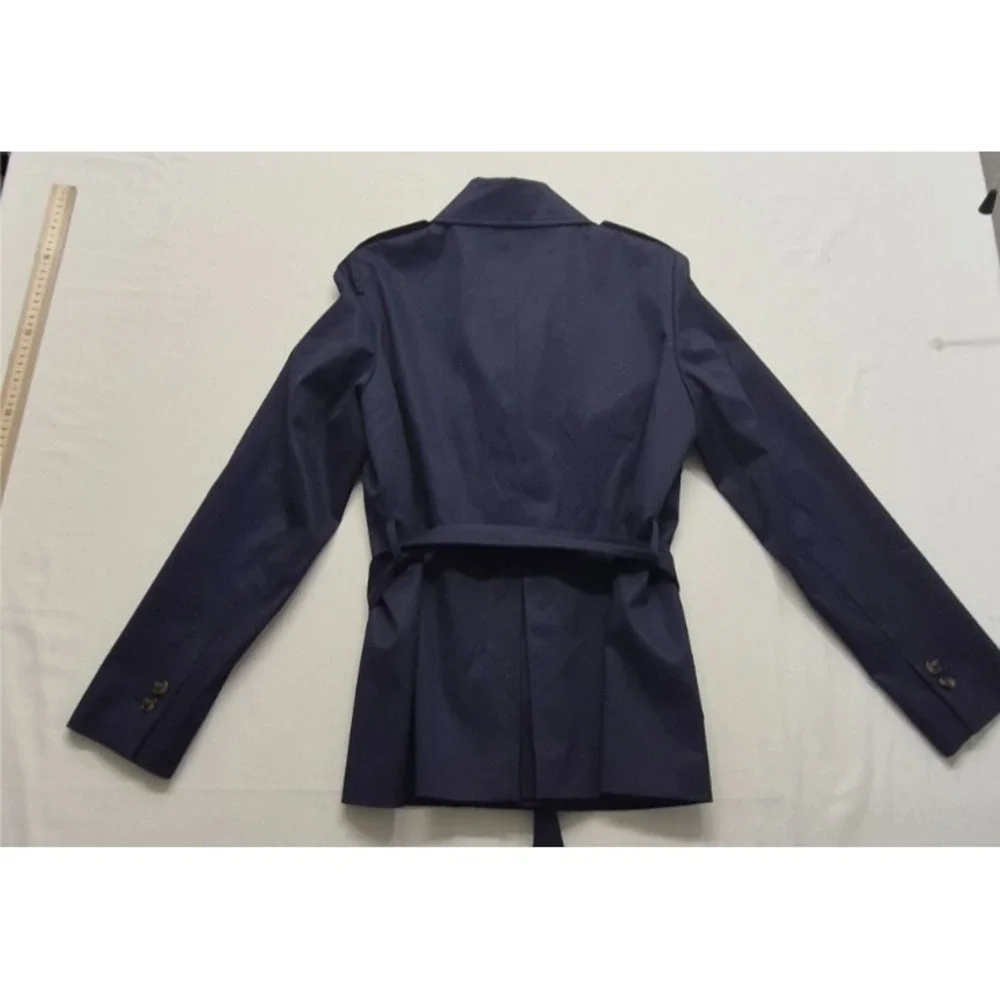 Brooks Brothers 346‎ women's navy blue trench coat buttons belted stretch sz 4